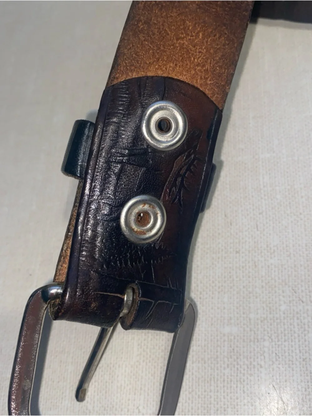 VTG‎ TOOLED Dark Leather Nature Western Belt  Men’s Size 44-46 *SEE Measurements